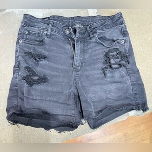 American Eagle Outfitters Black Ripped Jean Shorts
